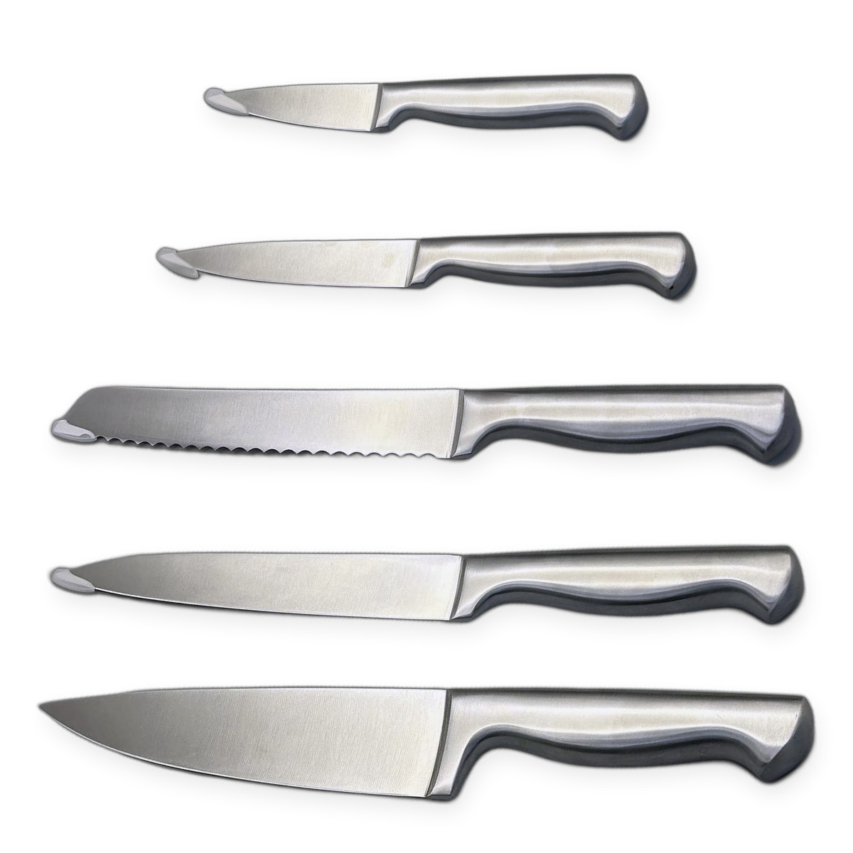 H16 five pieces kitchen knife set, knives laid out flat