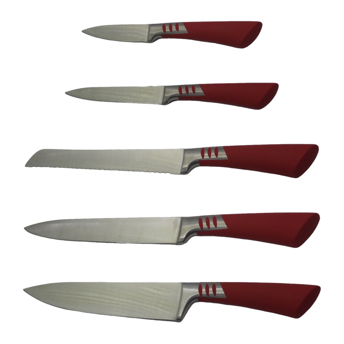 YZ02 five pieces kitchen knife set, knives laid out flat