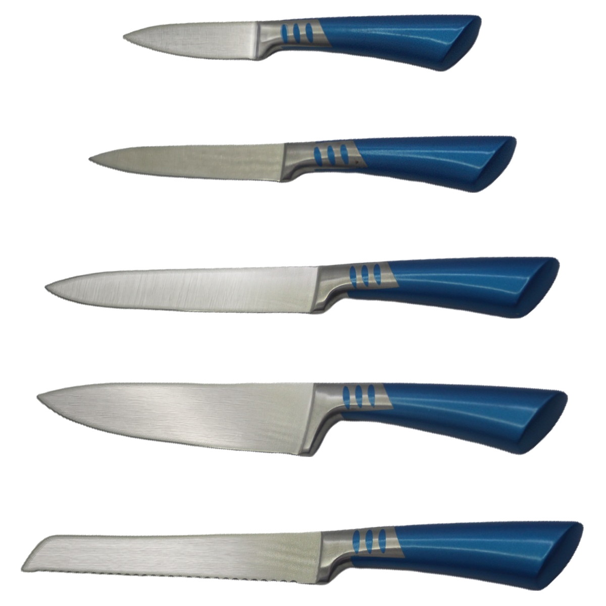 YZ05 five pieces kitchen knife set, knives laid out flat